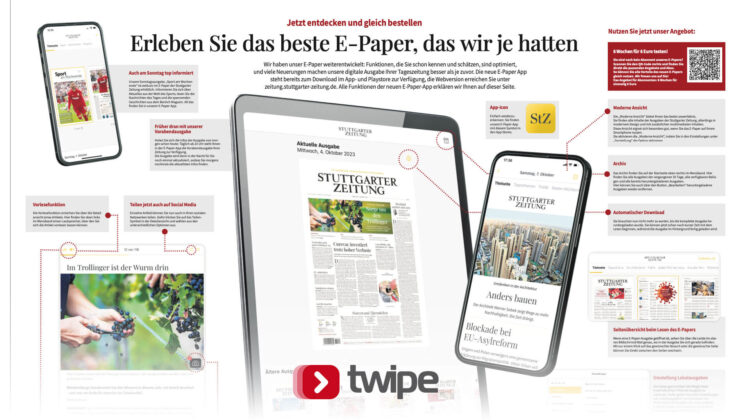 Twipe und die Zeitungsgruppe Stuttgarter gehen strategische Partnerschaft ein, um die nächste Generation der E-Paper-Plattform vorzustellen 